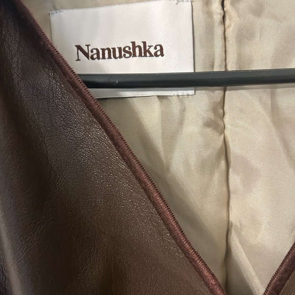 Nanushka Chocolate Leather Tie Jacket - Picture 3 of 4